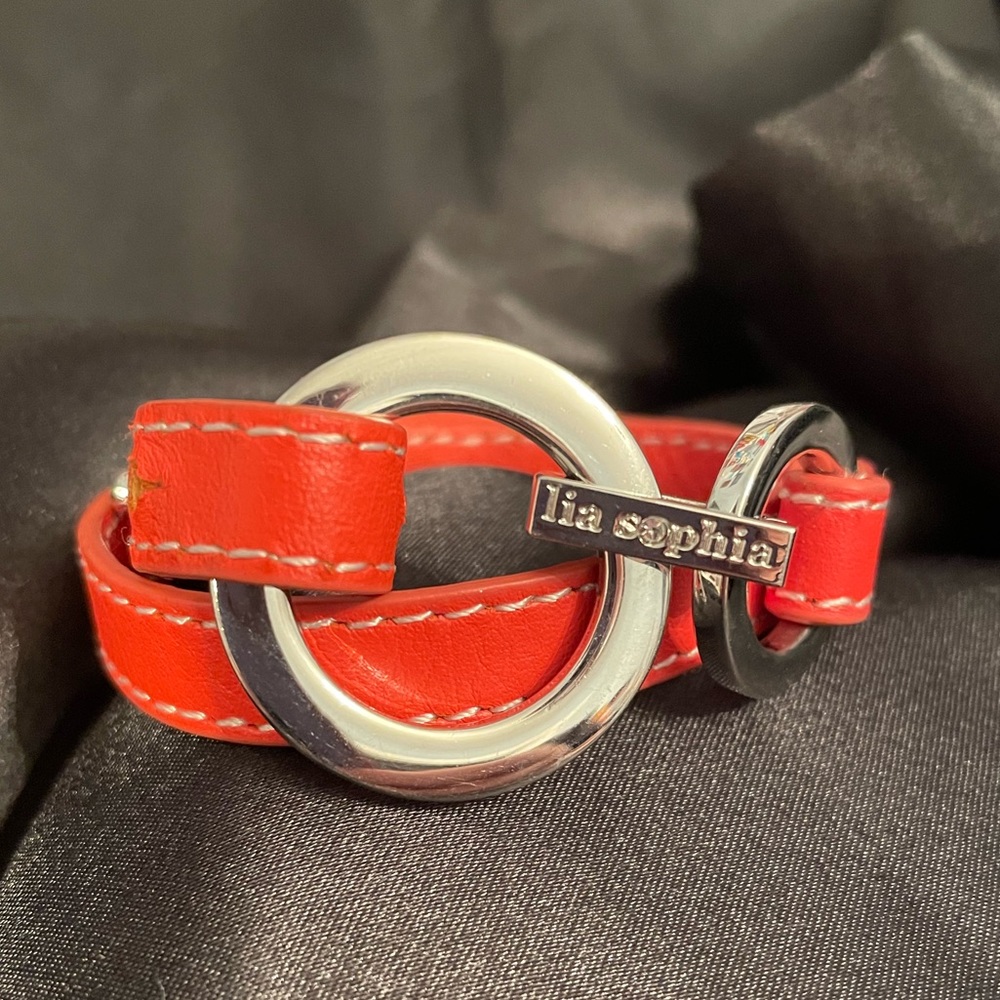Lia Sophia Orange double wrap Leather bracelet